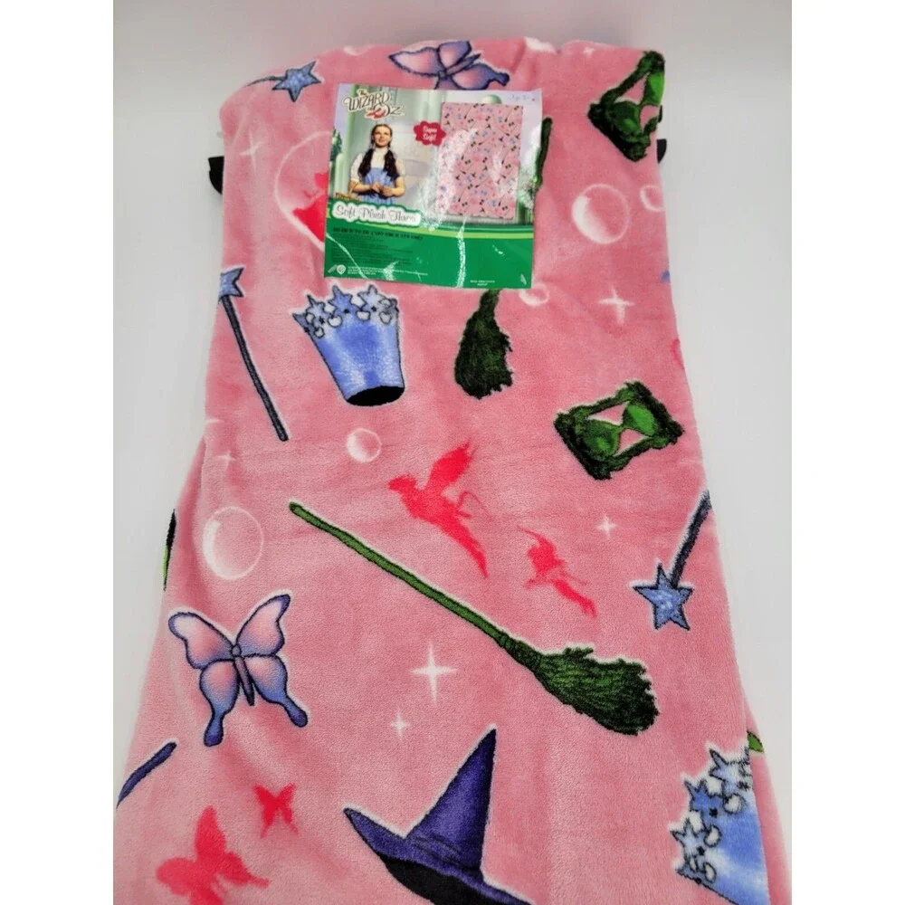 Wizard Of Oz Plush Throw Blanket Soft Pink Dorothy Wicked 50X70 NWT